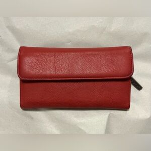DOPP DEER TANNED COWHIDE RED LEATHER TRIFOLD WALLET